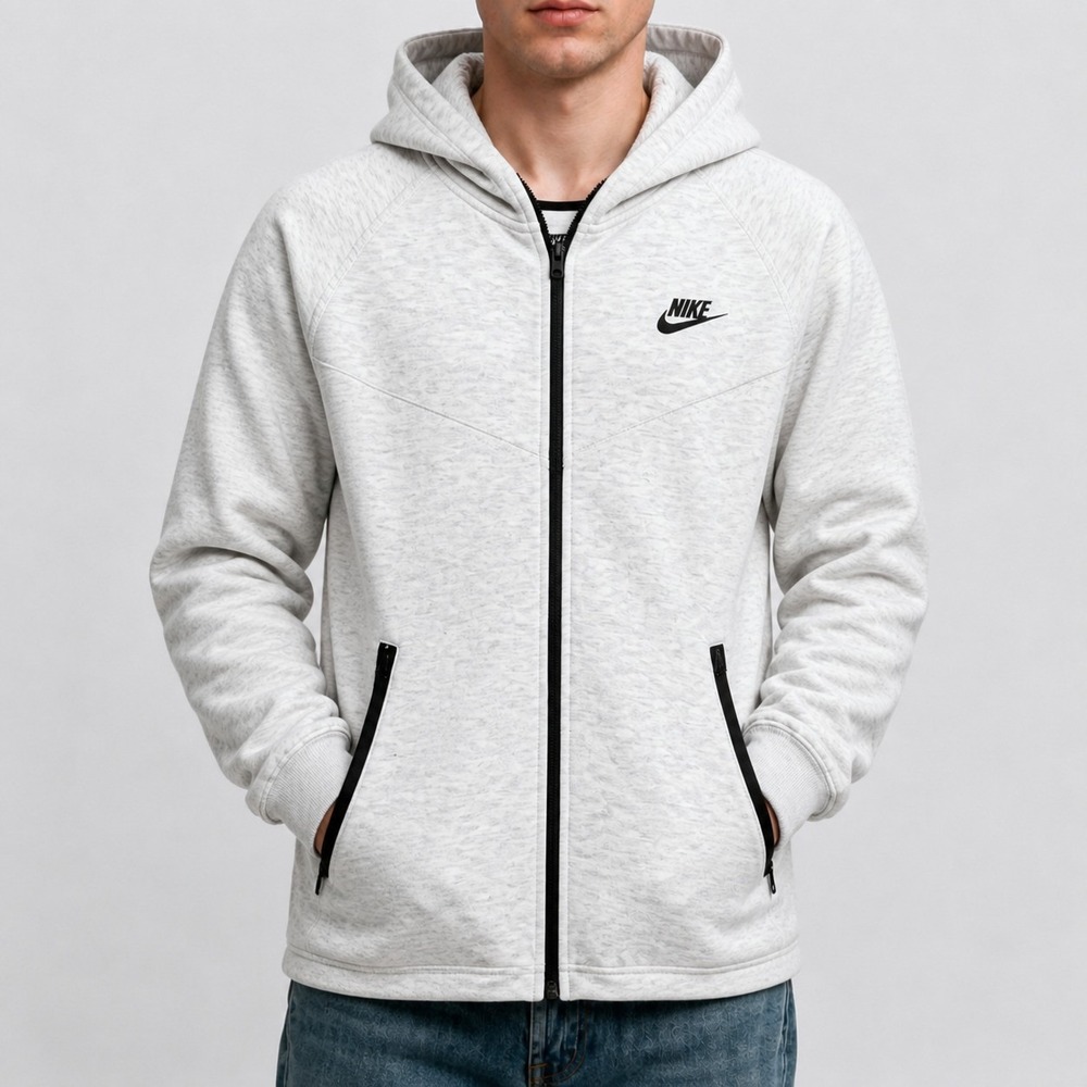 Nike Tech Fleece Full Zip Hoodie Light Grey Heather Mens Small 928483-051
